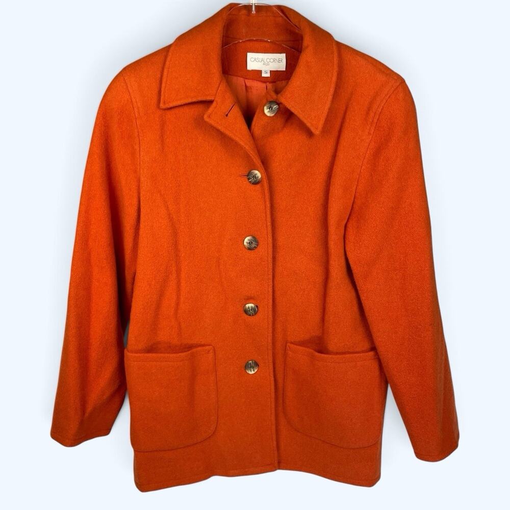 Vintage Casual Corner Wool Blend Chore Jacket Coat Women's Size Small Orange